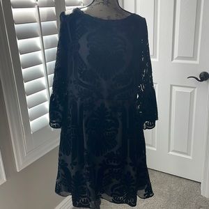 Eliza J Black Dress with Sheer Sleeves